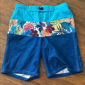 Colorful Tropical Print Swim Shorts